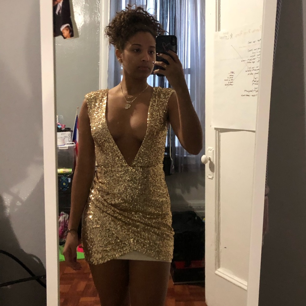 Gold Sequin Mini Dress